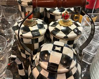 #221	McKenzie Child Cannister Set 8 pcs (as is tea kettle lid needs gluing)	 $172.00 

