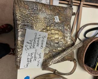 #140	Brahamin Gold/Silver/Bronze Crodocile Embossed leather purse w/dust bag	 $65.00 
