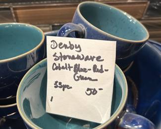 #216	Denby Stoneware - set of 33 pcs - Cobalt Red, Blue and Green	 $50.00 
