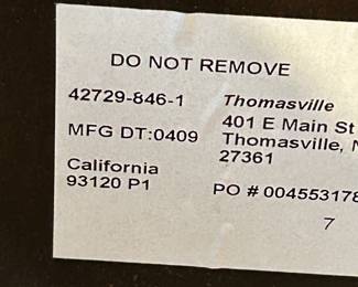 #10	Thomasville pedestal inlay table wood top and black base and 4 chairs 48x30	 $175.00 
