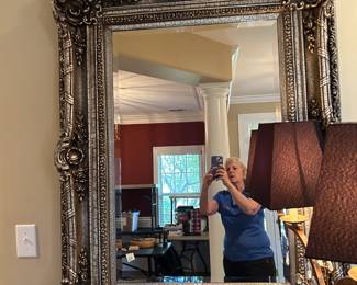 #24	3 Curved Front Chest w/Ball & Claw Feet w/Gold Accents - 40x20x33	 $275.00 
#25	Double Lamp w/Metal Base w/glass prisms - 27" Tall	 $125.00 
#26	Heavy Wood Gilded framed Beveled Rectangular Mirror - 30x51	 $175.00 
