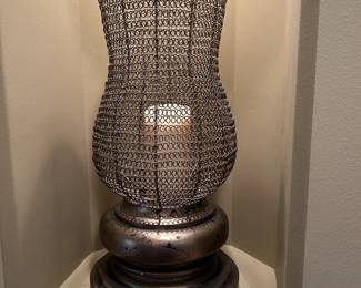 #148	HeavyCeramic Base &  Metal Candle Holder w/ LED Candle - 26" Tall & Heavy 	 $125.00 
