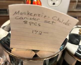 #221	McKenzie Child Cannister Set 8 pcs (as is tea kettle lid needs gluing)	 $172.00 

