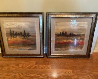 #49	Set of 2 Abstract Paintings framed - 30x30	 $100.00 
