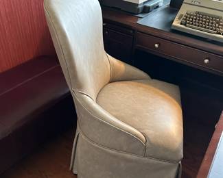 #28	Vinyl Desk Chair w/skirt on wheels 	 $100.00 
