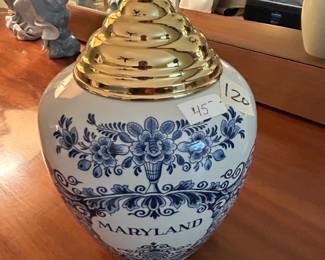 #120	Ginger Jar w/Maryland on it - Delft - 	 $45.00 
