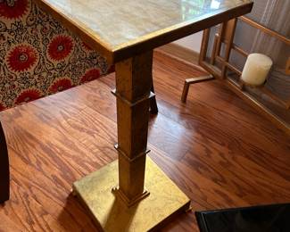 #15	square gold marble top end table 10x23 heavy 	 $75.00 
