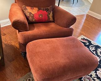 #9	orange club chair with ottoman loose back cushion	 $100.00 

