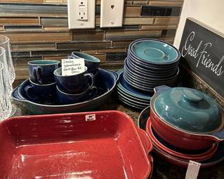 #216	Denby Stoneware - set of 33 pcs - Cobalt Red, Blue and Green	 $50.00 
