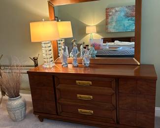 #110	Kent-Coffey Dresser w/9 Drawers & Brass Accents - 64x20x31 Mirror - 51x37	 $375.00 
