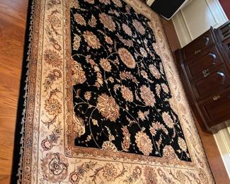 #11	Renaissance 8x10.6 machine rug Black and rose cream 	 $175.00 
