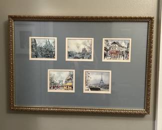
#55	Print of 5 ParisTower Post Cards - Framed in  Gold Frame = 19x13	 $30.00 
