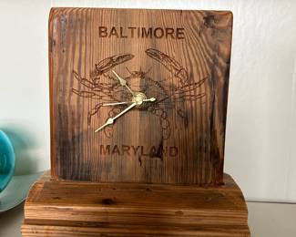 #41	Baltimore Maryland crab wood clock 8x8x2	 $30.00 
