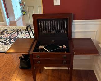 #3	Eureka silverware chest with flip top, 1 drawer, drop sides 22-42x15x26	 $199.00 

