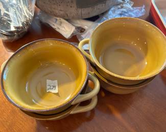 #229	Set of 4 Williams Sonoma Mustard Double handled Soup Bowls	 $50.00 
