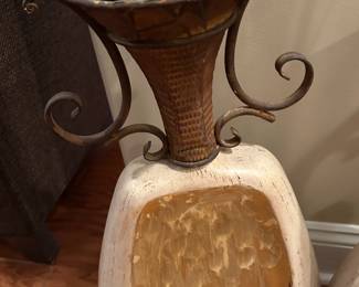 #149	Decorative Metal/Ceramic Vases w/Brown Sprigs - set of 2 - 23" tall	 $40.00 
