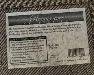 #11	Renaissance 8x10.6 machine rug Black and rose cream 	 $175.00 
