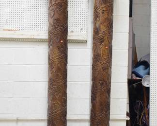 Pair of Carved Walnut Columns, Likely Italian