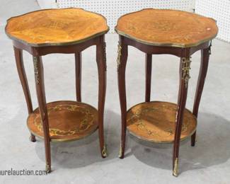 Italian Pair of Inlaid Lamp Tables