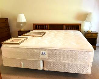 bedside tables, crystal lamps. and Kingsize bookcase headboard and mattress