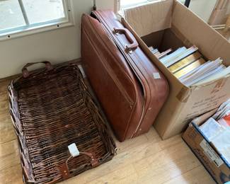 Office items, basket & briefcase