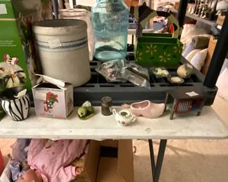 Crock & shoe on this table removed by family - Upstairs