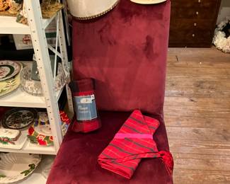 Red velvet chair - lamp shades