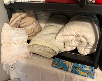 More bedding - queen bed skirt on left removed by family