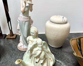 Lladro and antique tea pot