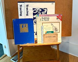 Easel and lots of art supplies 