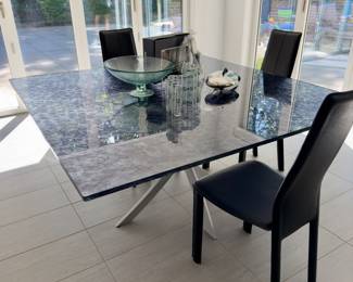 Stunning marble top table imported from Italy with four chairs