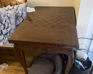 Checker board end table antique