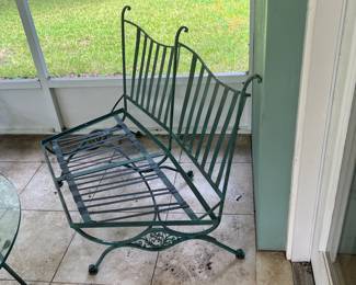 Love seat green wrought iron