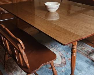 St John's Table Company Drop Leaf Maple Table and 2 Benches