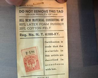 Willett Tag on Bottom of Chair