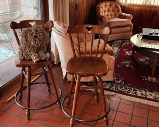 2 Solid Maple Swivel Bar Stools