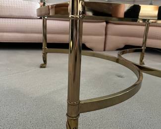 Mid-Century Labarge style brass and glass coffee table 40" x 40"