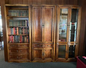 (3) piece wood bookcase unit 35"W x 82"H x 16"D