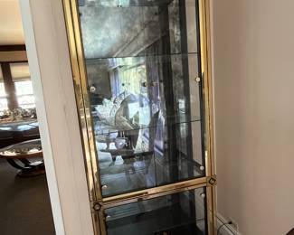 Mastercraft brass and glass display lighted cabinet 34"W x 85"H x 16"D