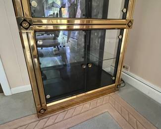 Mastercraft brass and glass display lighted cabinet 34"W x 85"H x 16"D