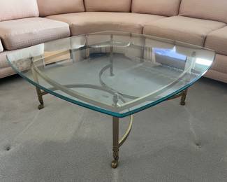 Mid-Century Labarge style brass and glass coffee table 40" x 40"