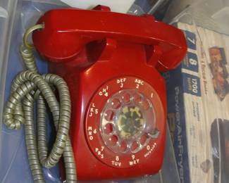Red rotary phone
