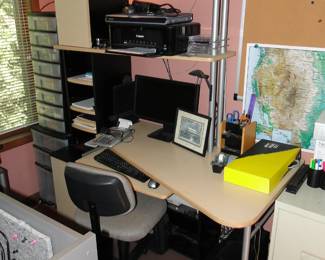 Desk and file cabinets