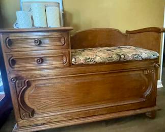 Oak Telephone bench with lots of storage 