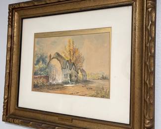 J Brill WATER COLOR A Devon Cottage English. 19th/20th C. Watercolour Professionally matted and framed
