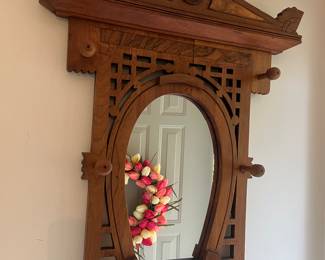 Victorian hat tree mirror - very nice 