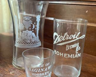 Detroit, Saginaw and other adverting glasses 