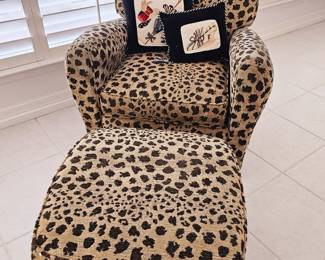 Leopard chair and ottoman 