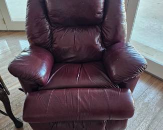 Maroon leather recliner