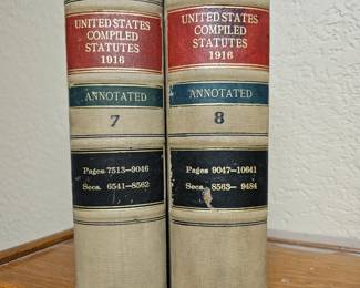 United States compiled statuses 1916 annotated version books number 7 and 8. Sold as set
